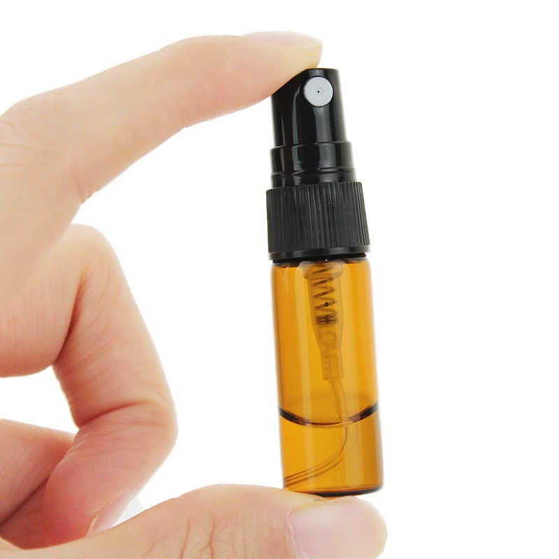 20/30/50/100pcs 3ml 5ml 10ml Amber Glass Perfume Bottle Atomizer Container Perfume Pump Essential Oil Aromath Travel Bottles