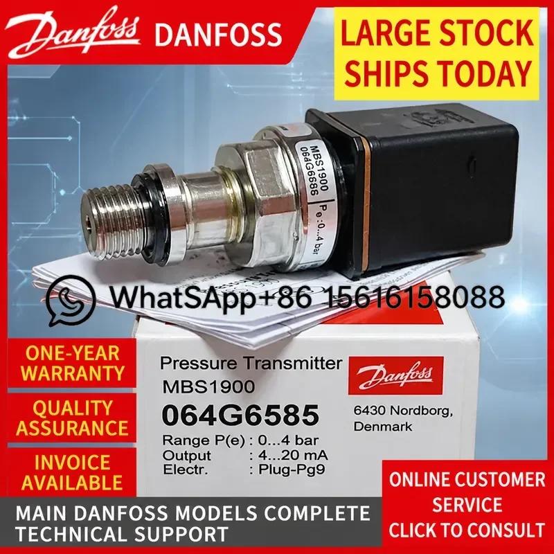 Danfoss MBS1900 Pressure Transmitter 0-4bar 0-6bar 0-10bar -1-3bar Industrial Sensor with Wire High Precision Reliable