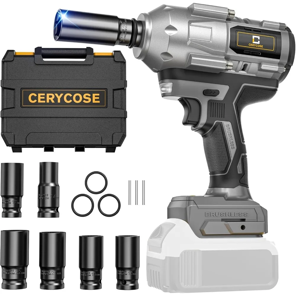 

20V Cordless 1/2-Inch Impact Wrench with 900ft-lbs Torque, 6 Sockets, and Portable Storage Case