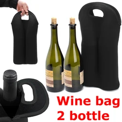 1PC borsa per bottiglia di vino in Neoprene porta 2 bottiglie di bevande/vino/birra borsa in Neoprene isolata Tote Carrier custodia termica per feste di compleanno