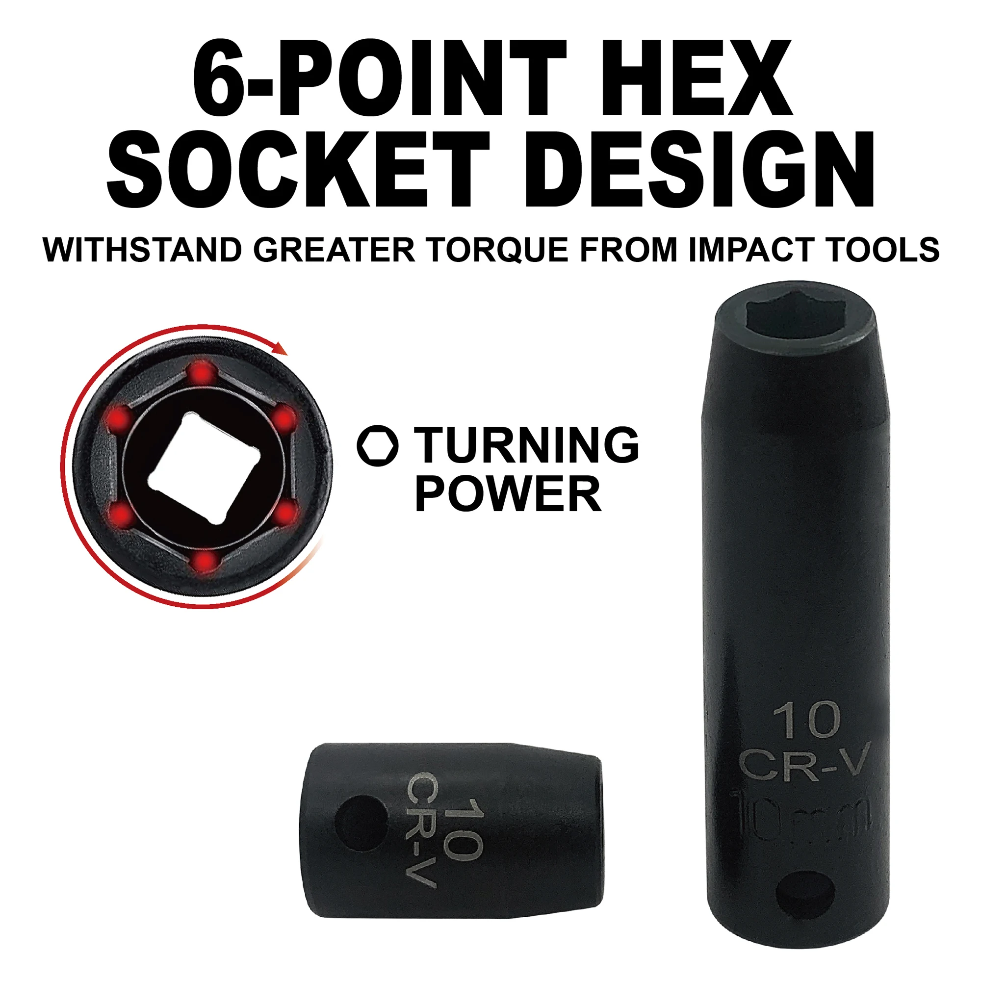 26 Pcs Impact Socket Set 3/8 Inch CRV Steel Deep and Standard Socket 6-Point Rugged Construction Metric 9mm To 30mm
