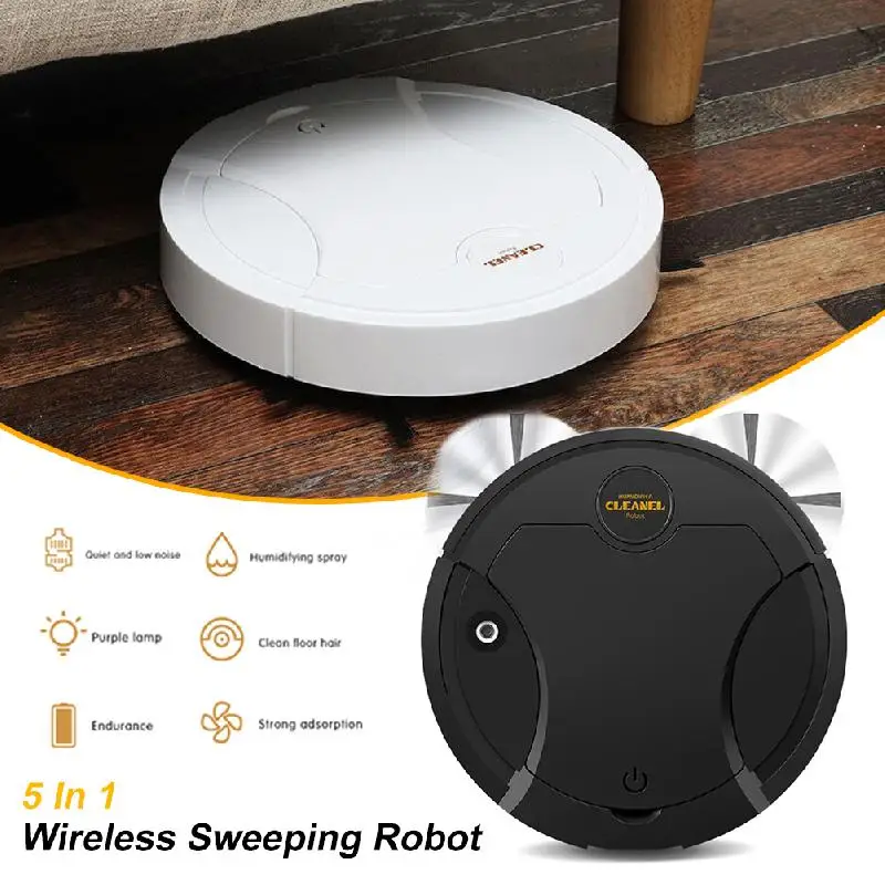 5 In 1 Wireless Sweeping Robot Vacuum Cleaner Multifunction Floor Sweeping Mopping Machine Vacuuming Humidifier Cleaning Tool