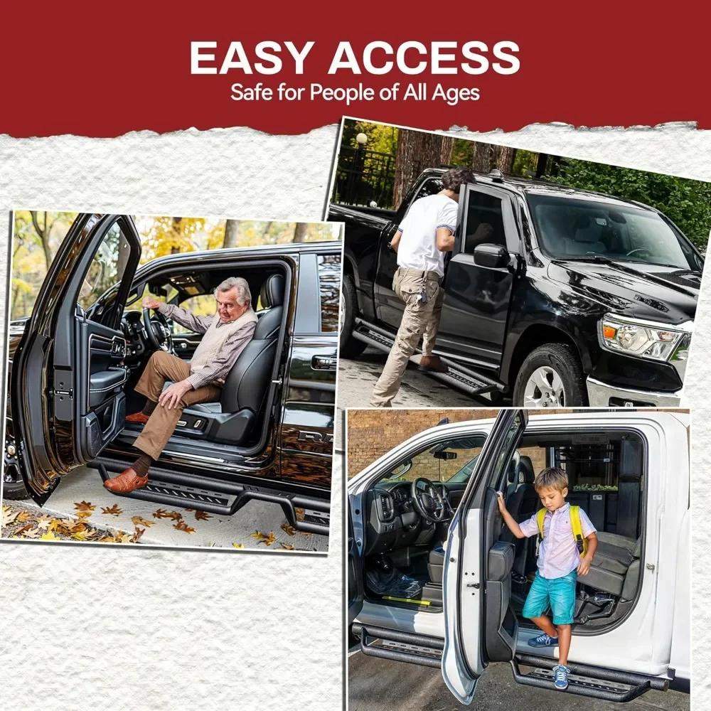 خصومات رائعة. لوحات الجري المتوافقة مع كابينة Tundra CrewMax لعام 2022-2025، وقضيب Nerf المطلي بالمسحوق الأسود، وخطوات جانبية ذات درجين.