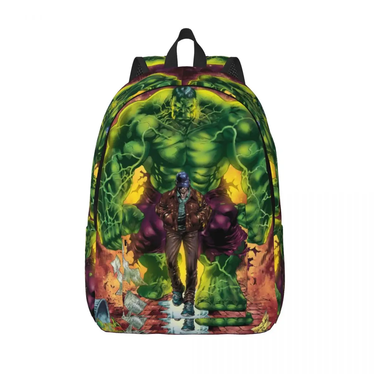 Custom World  Hulk Canvas Backpack for Men Women Waterproof College School Bag Print Bookbags