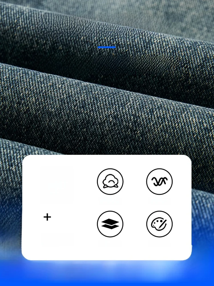 Retro American Denim Jeans Men's Trendy Brand Summer New Loose Straight Elastic Long Pants Men's Waed Micro Flared Pants