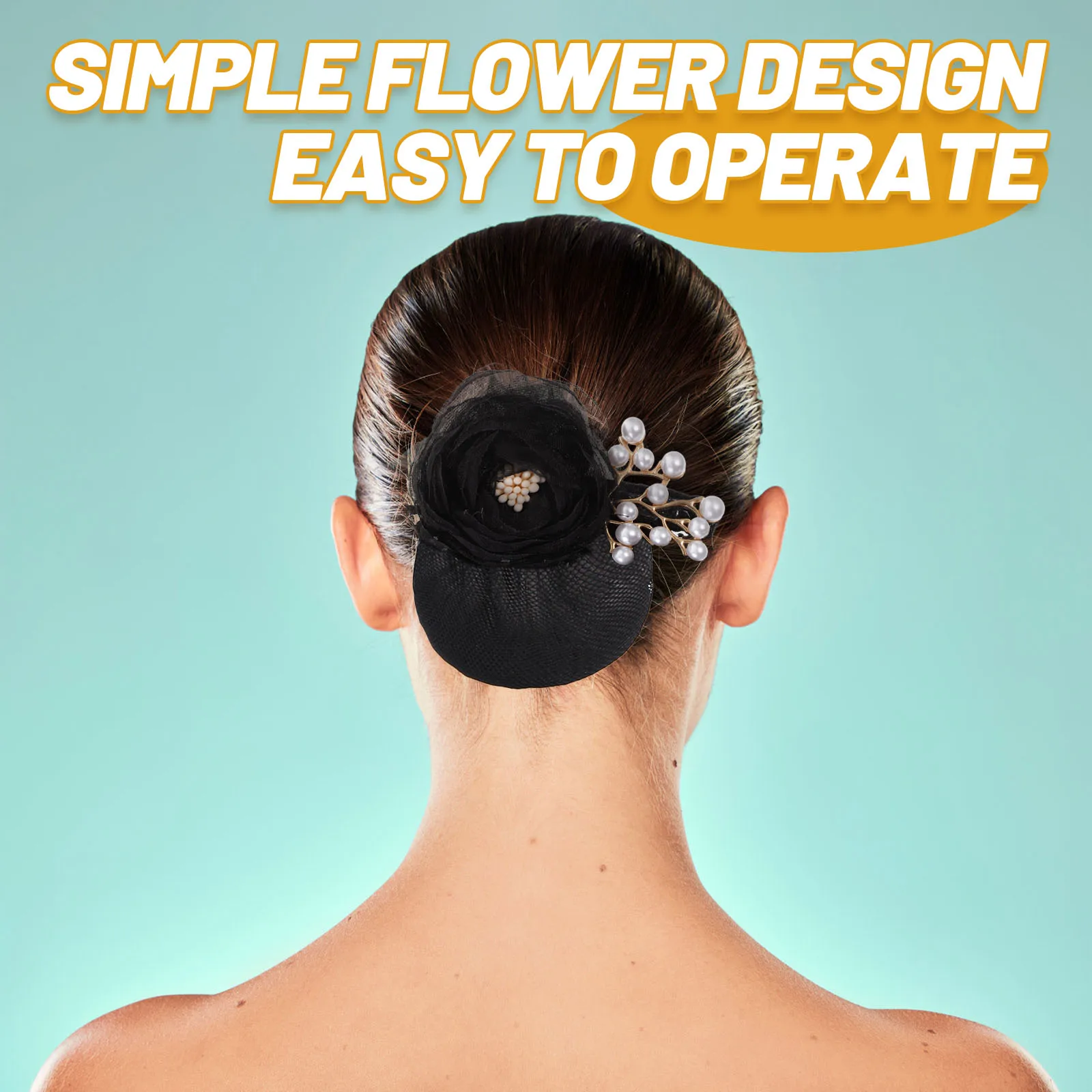 

1Pcs Chic Red Flower Hair Bun Net Exquisite Hair Cover Accessory For Ballet And Dance