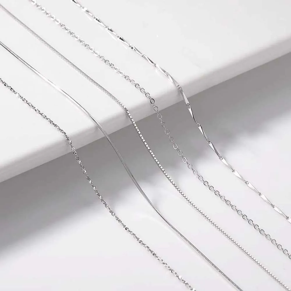 الرائعة الفاخرة مكدسة قلادة فضية 925 سبائك الفضة بريق المختنق قلادة رائعة تنوعا الترقوة سلسلة النساء #3