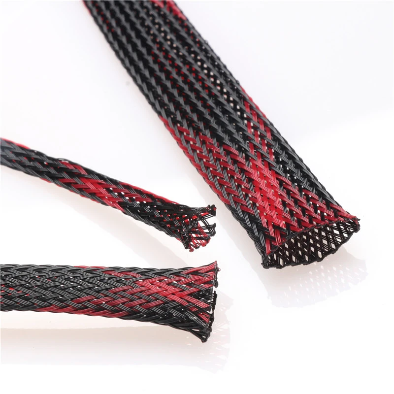 5/10M Cable Braid Insulated Cable Sleeve Red&Black PET Expandable Braided Sleeving Cable Wire Protector 2/4/6/8/10/12/15/20/25mm