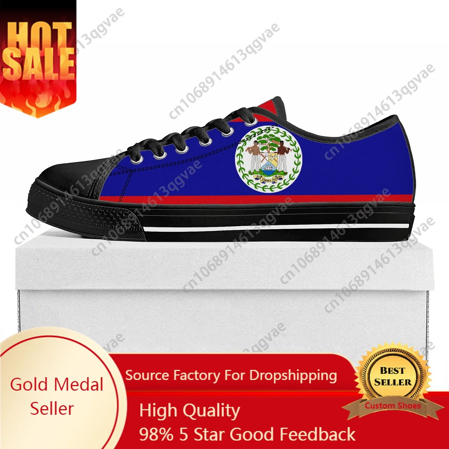 

Belizean Flag Low Top High Quality Sneakers Mens Womens Teenager Canvas Sneaker Belize Prode Casual Couple Shoes Custom Shoe