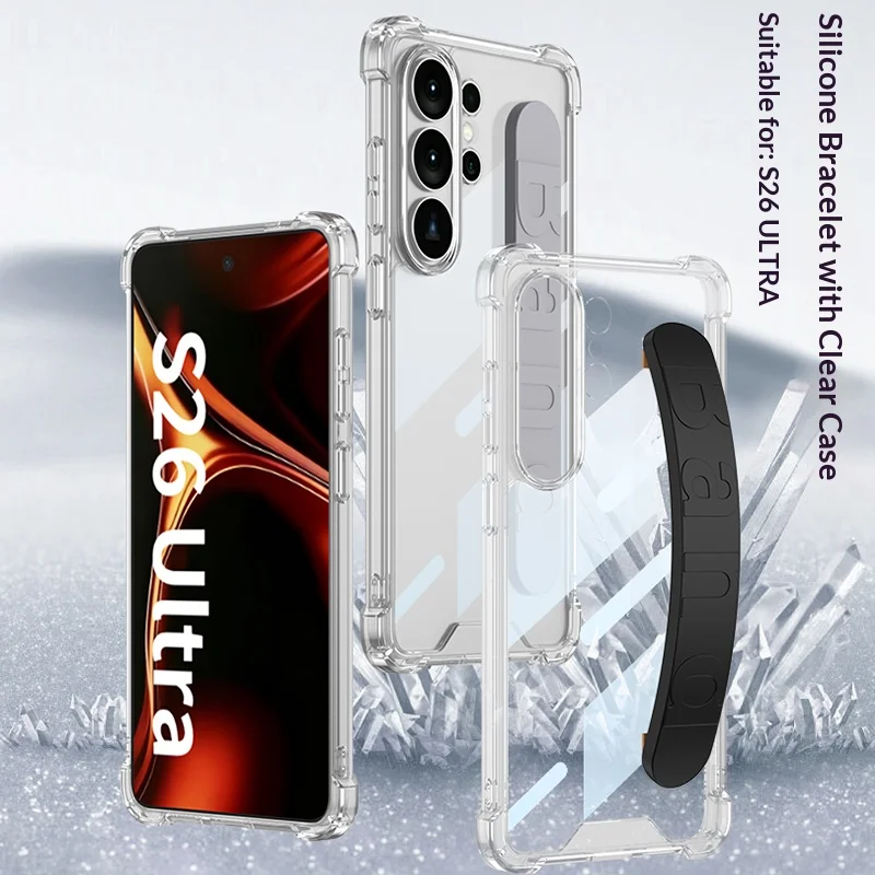 Przezroczyste, elastyczne etui na telefon z paskiem na nadgarstek do Samsung Galaxy S26 Ultra S26 Plus S26, odporne na wstrząsy etui z poduszką powietrzną do Samsung S26 Ultra — zdjęcie produktu 2