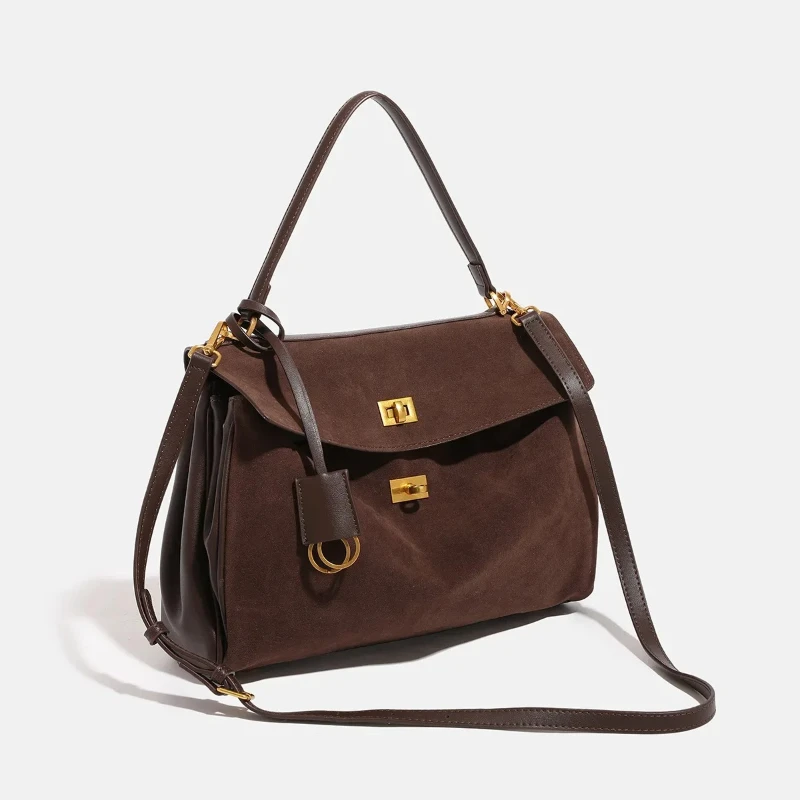 2025 New Women's Autumn/Winter Frosted Soft High-End Vintage Single Shoulder Slant Cross Bag Large Capacity Commuting Tote Bag