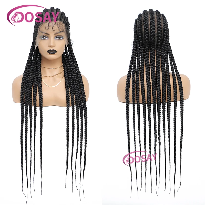 36" Full Lace Front Braided Wig Lightweight Versatile Jumbo Box Braided Wig For Women Synthetic Knotess Lace Front Wig Cosplay