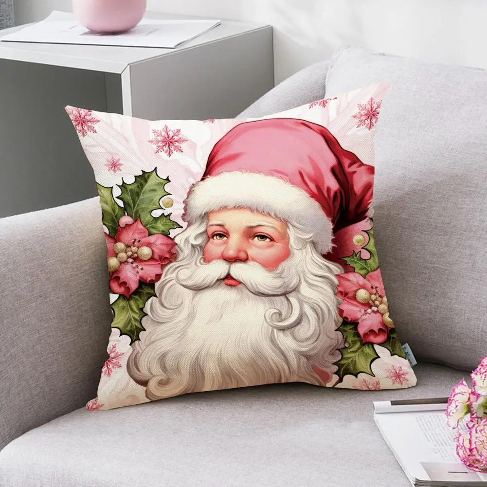 Hidden Zipper Pillowcase Christmas Pillowcase with Hidden Zipper Soft Couch Decoration Throw Pillow Cover Santa Christmas Tree