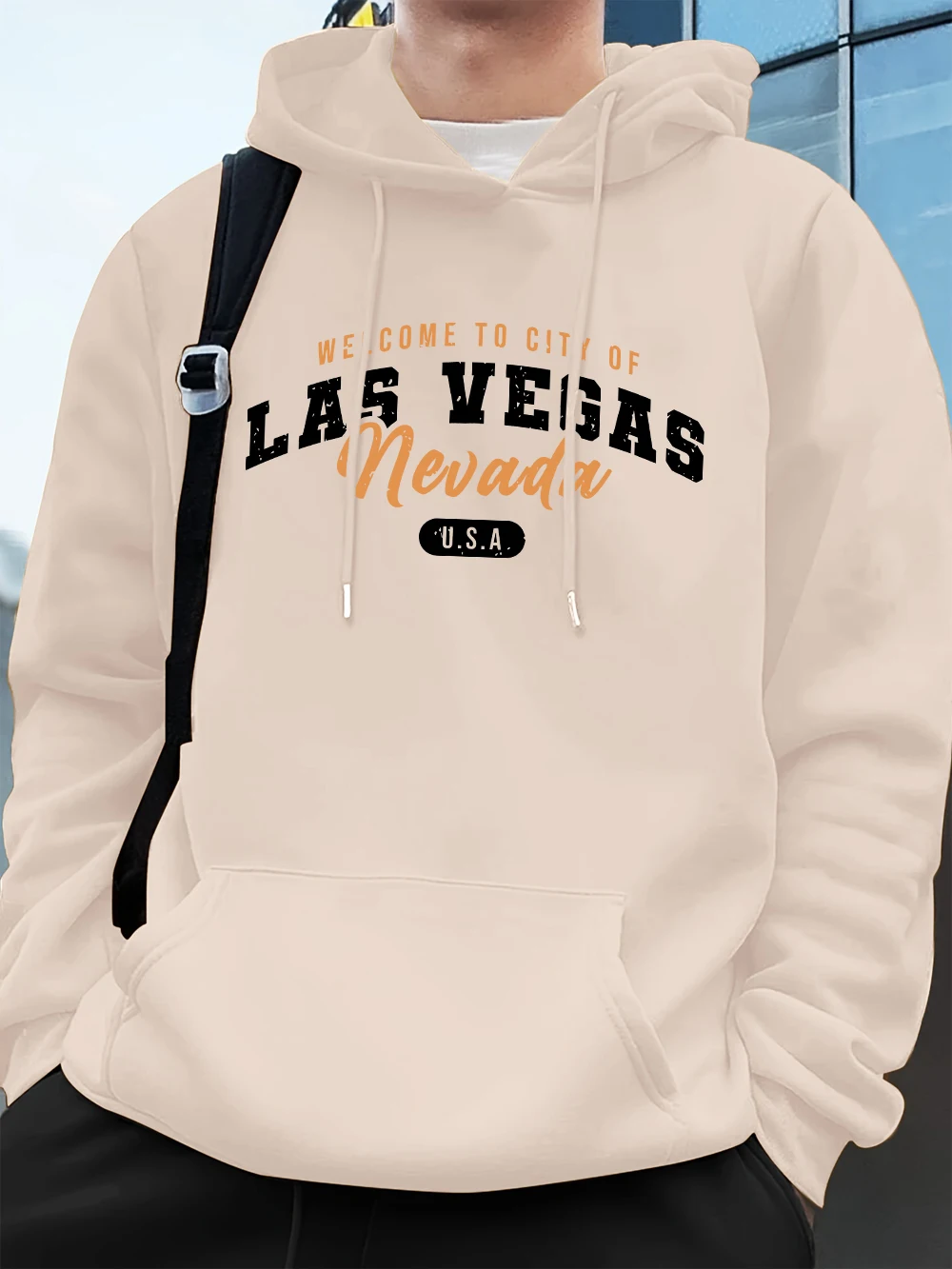 مرحبا بكم في لاس فيغاس نيفادا طباعة الرجال بلوزات الشتاء الصوف الدافئة هوديس الكورية فضفاض جيب البلوز الهيب هوب الذكور الملابس #1