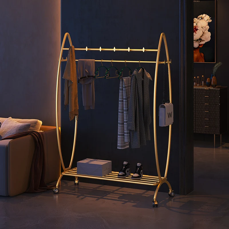 رفوف ملابس Glod منخفضة المستوى أرفف تجفيف رف ملابس قائم حديث تصميم شقق أثاث غرفة Perchero De Ropa #1