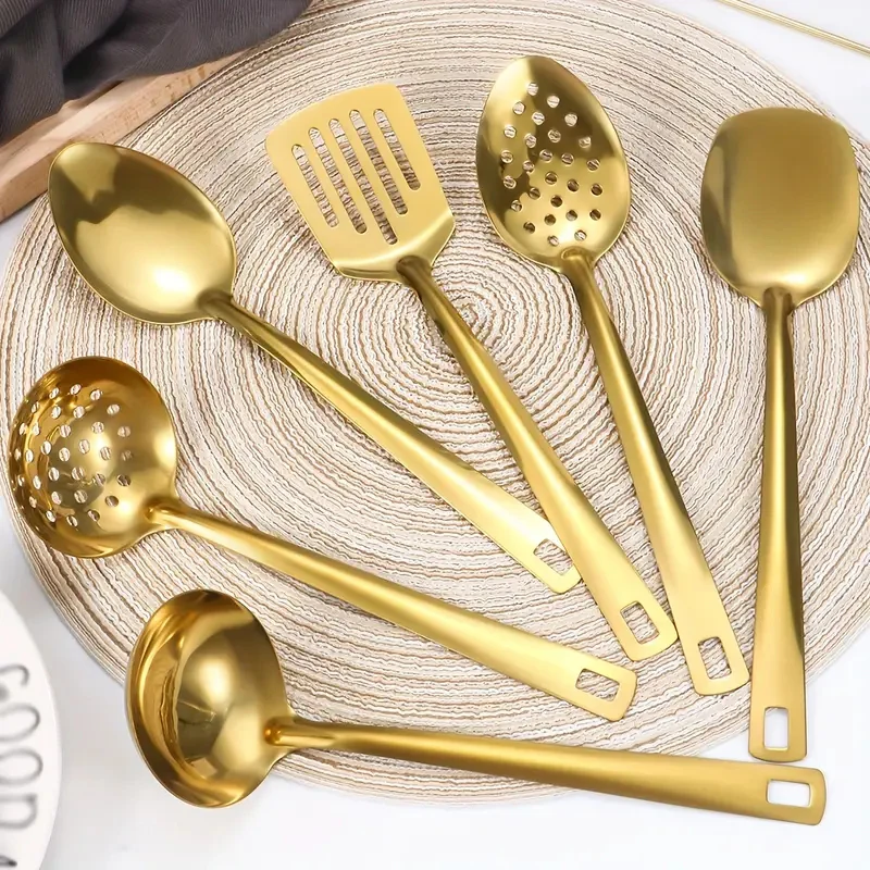 6pcs Stainless steel kitchenware set public spoon spatula soup spoon colander large spoon suitable for restaurants and families