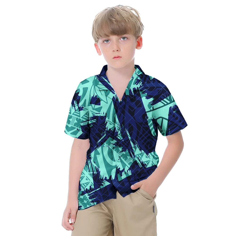 Neue Mode Pazifik Insel Stammes benutzer definierte Kinder Tops Jungen Hawaii Freizeit hemden Sommer Outfits Tapa polynesische Hemd für Jungen