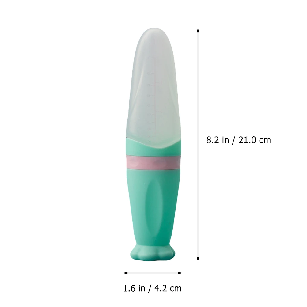 

2pcs Baby Silicone Suction Cup Rice Paste Bottle 90ml Food Dispensing Spoon Feeder Healthy Material Leak Proof Easy Clean