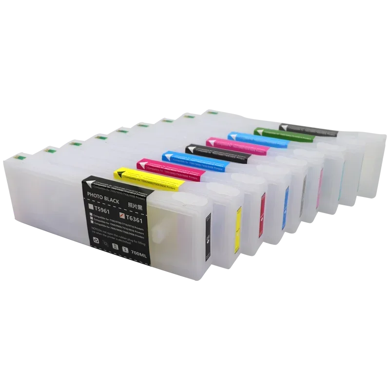 T6361-T6369 T636A T636B for Epson 9908 refillable ink cartridge 7910 9910 7908 7890 9890 9900 7710 9710 7700 9700 one time chip