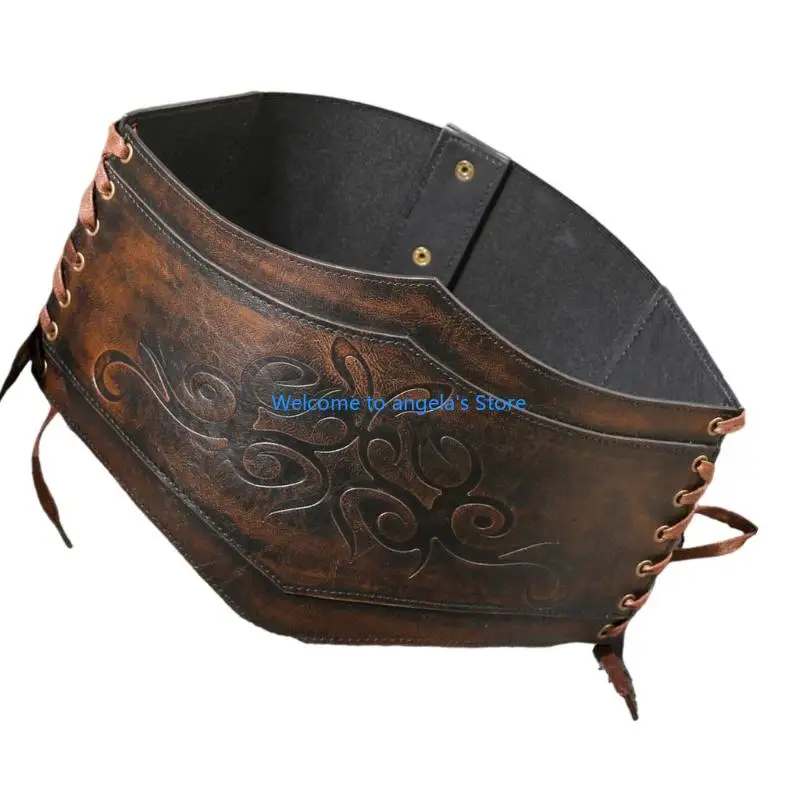 X4YC متعدد الاستخدام زي القرون الوسطى مشد حزام قابل للتعديل بولي PU حزام الخصر ملحق الحفلات #5