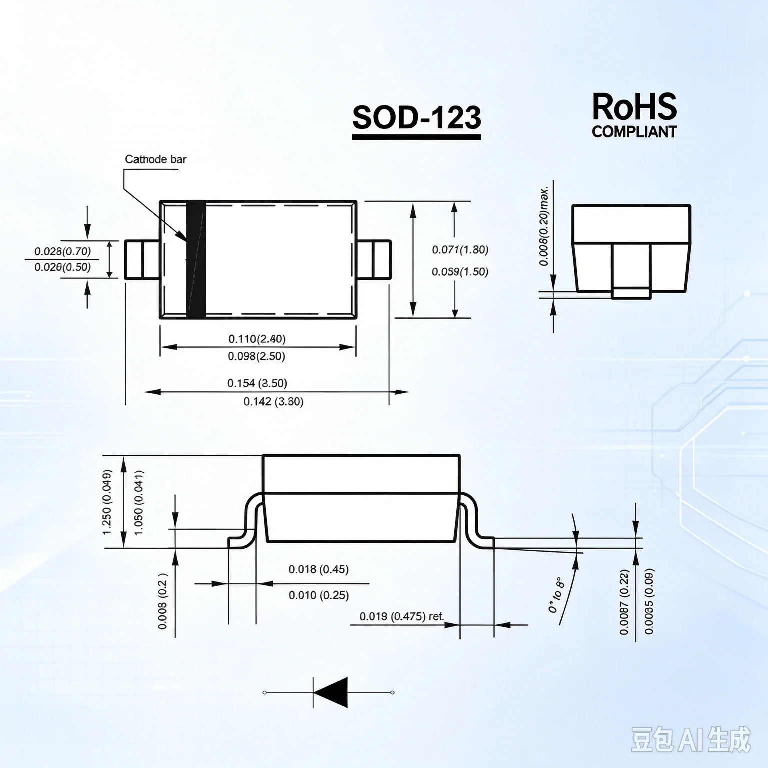 for BZT52C36 Marking WS 36V 0.5W SOD‑123 Zener Diode 100Pcs
