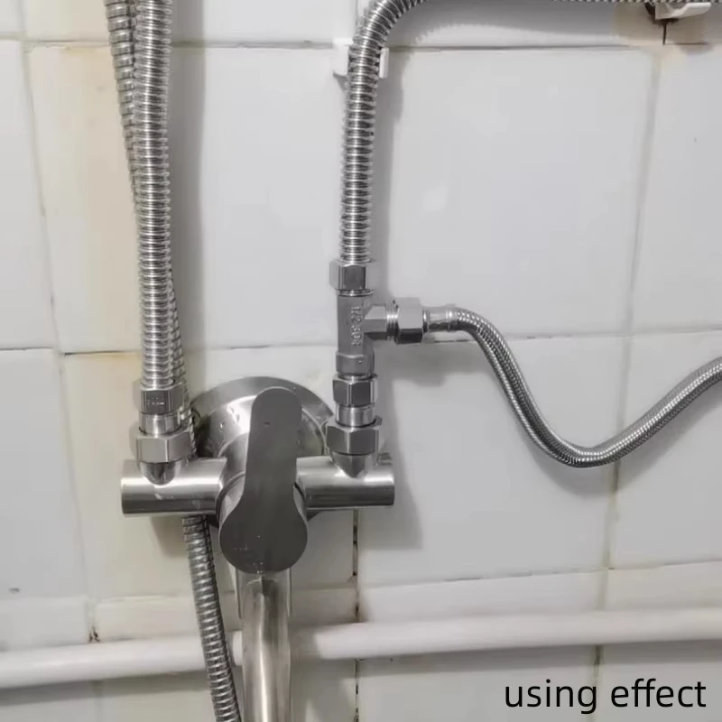 Toilet Diverter Valve Stainless Steel Adapter G1/2" T-Valve For Bath Bidet Sprayer Shower Fitting 4 Points Three-way Water Pipe image 2