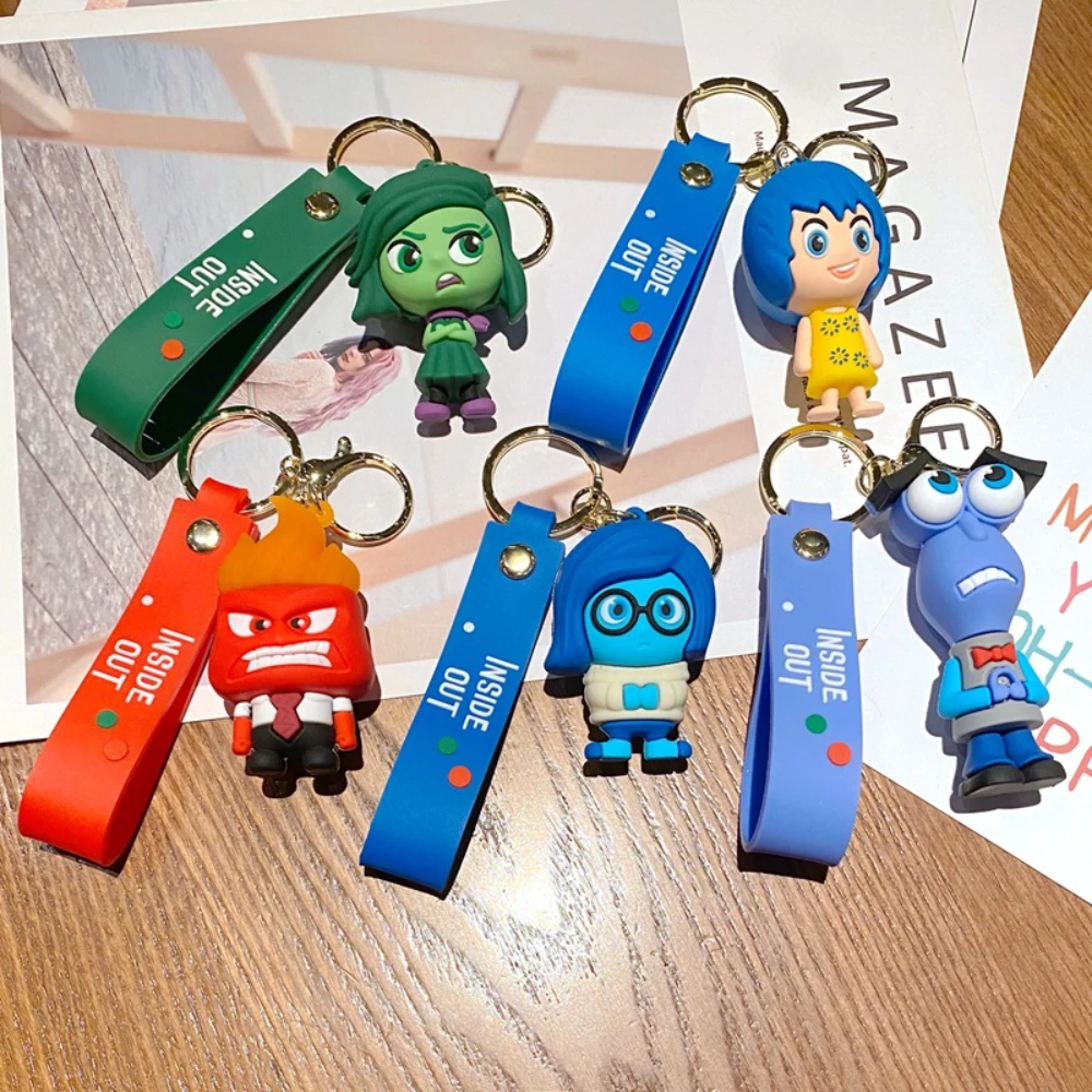 3D Anime Figures Doll Brain Agent Team INSIDE OUT Cartoon Keychain Car Keychain Ring Pendant Animation Action Figure Small Gift