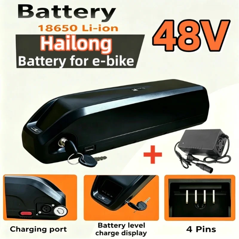 EU-Lager, Elektrofahrrad-Hailong-Akku 48V USB 18650 BBS02 BBS03 BBSHD 20Ah 30Ah 40Ah 300W/500W/800W/1000W Achteckiger Elektrofahrradmotor, +54.6V2A Ladegerät