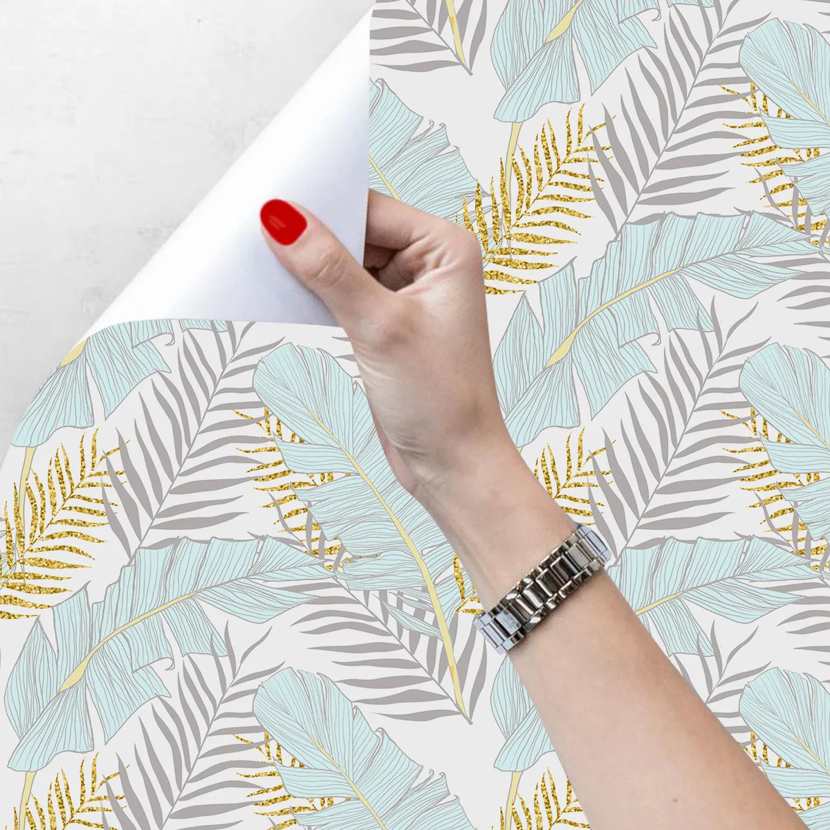 Palm Leaves Peel and Stick Wallpaper Self-Adhesive Bathroom Removable Wall Paper for Bedroom Walls Cabinets