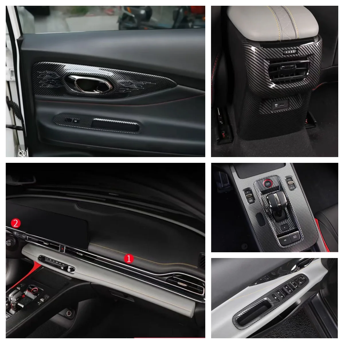 For Trumpchi GAC Empow 2022-2024 Accessories Carbon Car Window Lift Panel Inner Handle Frame Cover Rear Armrest Gear Cover