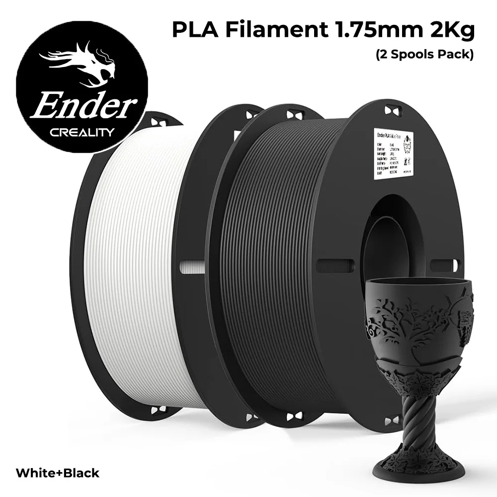 

Creality PLA Filament 1.75mm PLA 3D Printer Filament 2kg Fit Most FDM Printer White and Black Ender-PLA Value Pack 2 Spools Pack