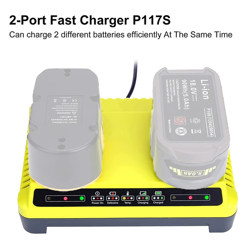 P117 Fast Charger Compatible with Ryobi 12V-18V ONE+ Battery Lithium NiCad NiMh P102 P190 P189 P108 P105 P103 P107 PBP004