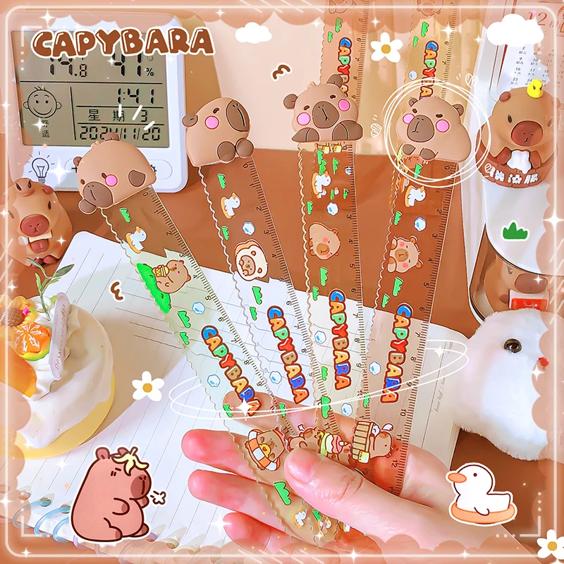 kawaii Aesthetic stationery items school acsesories back to school supply drawing cute capybara Ruler creative cute things