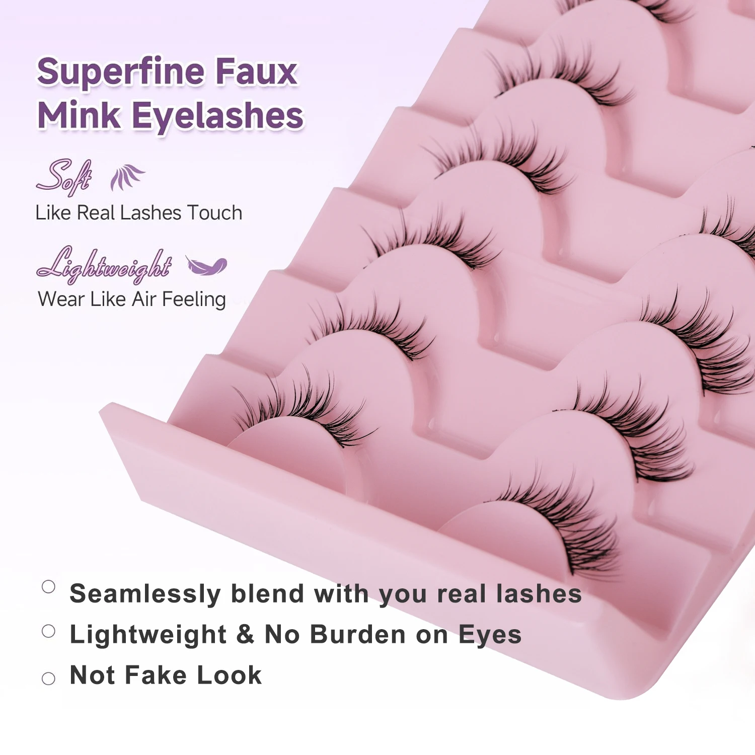 ​10 Pairs Half Lashes - Lightweight & Undetectable, Flexible Band for All Eye Shapes, Premium Fibers No Shedding Beginner Friend
