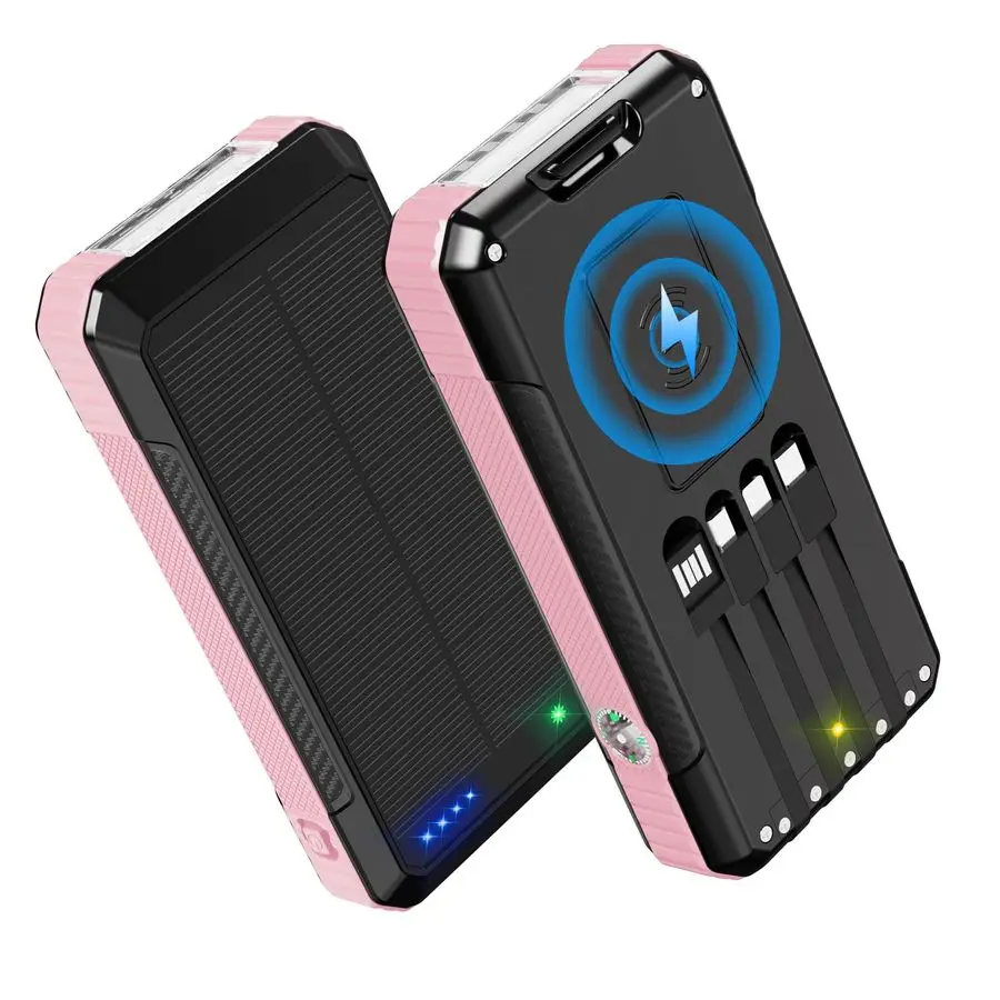 

Charger Power Bank 49800mAh, Portable Phone Wireless Charging Builtin 4 Cables 22.5W Fast Charging,TypeC Input Output Port Solar