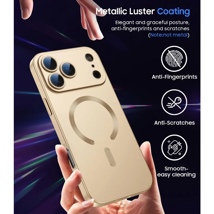 حافظة هاتف مغناطيسية لهاتف iPhone 17 Pro Max مع توافق MagSafe وممتص للصدمات من السيليكون الناعم والنحيف مع عدسة كاميرا مدمجة P