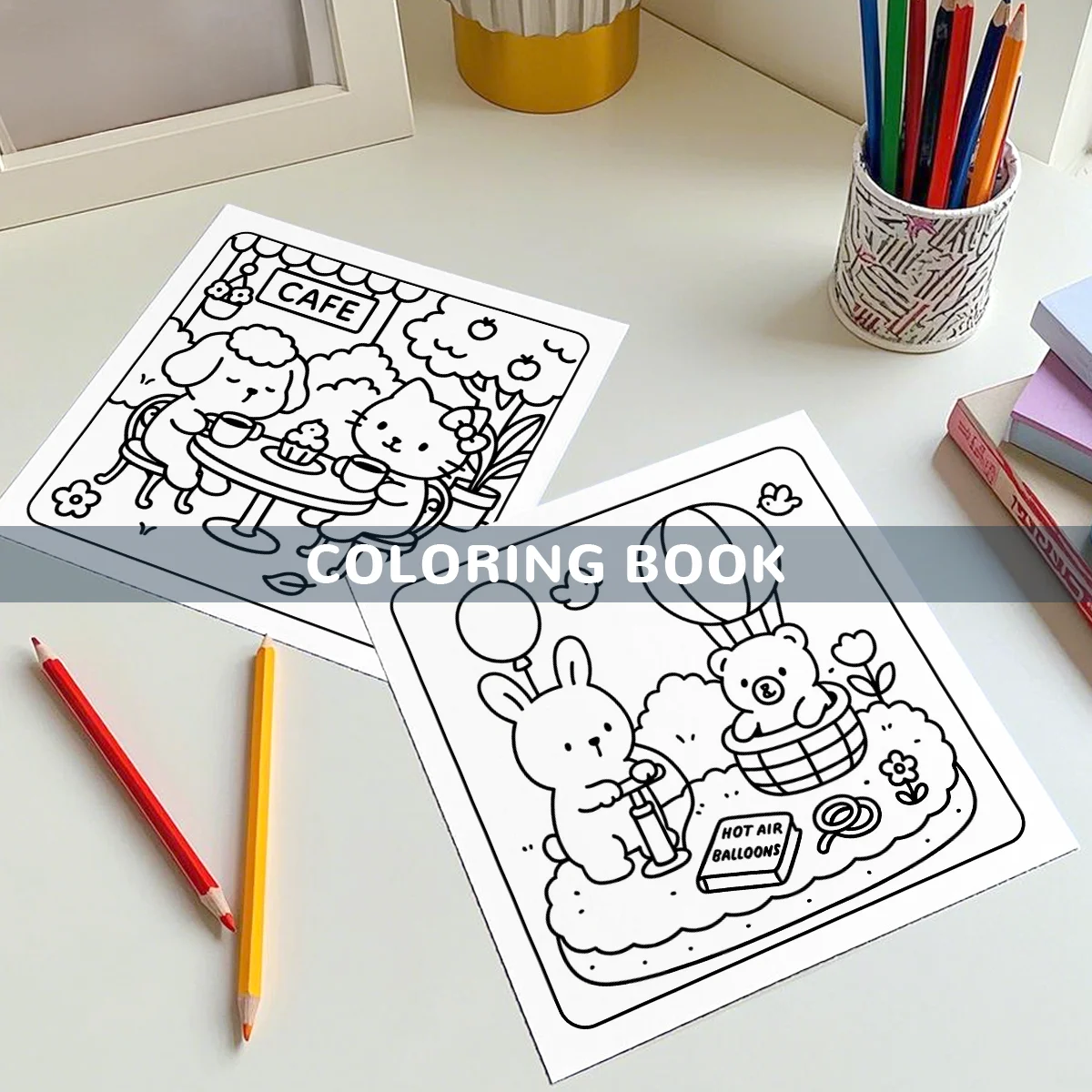 COZY CUTIES Livro para colorir com padrões fofos e fáceis para adultos Livro de desenho fofo Presente perfeito para festa e aniversário