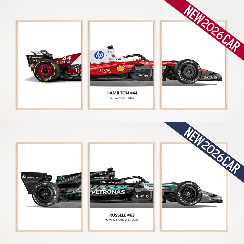 

Modern Set of 3 2026 MCL40 AMG W17 SF26 RB22 Poster Print Russell Leclerc Hamilton Norris Piastri Racing Car Art Decor Wall Art