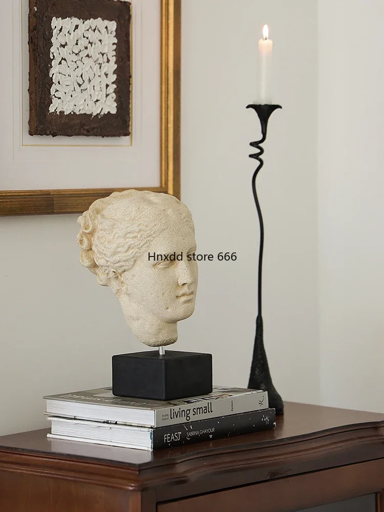 Medieval Portrait Sculpture Health Muse Sandstone Ornament Living Room Coffee Table Light Luxury Figure Ornament