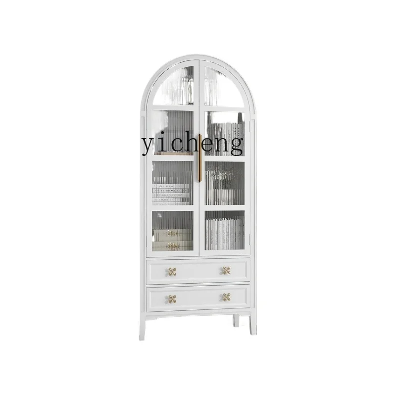 

TQH Minimal White Bookcase Storage Cabinet Combination Living Room Curio Cabinet Two-Door Storage Cabinet