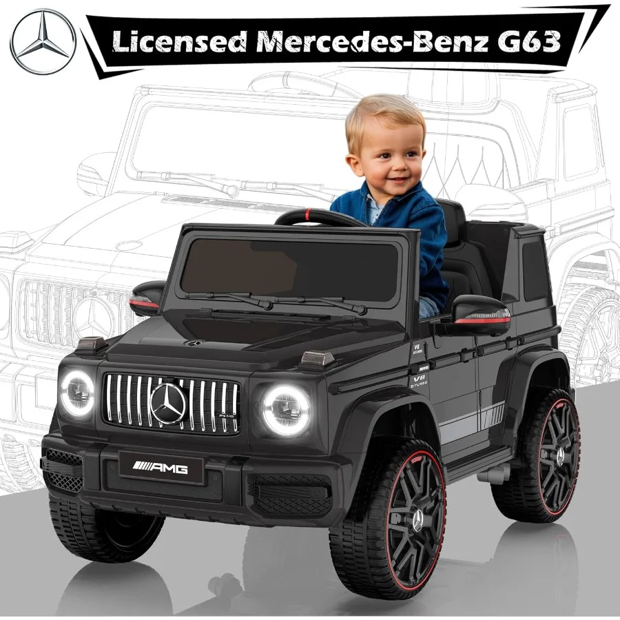 Auto Mercedes-Benz G63 per bambini con licenza, auto da 12 V con telecomando genitore, fari a LED, lettore musicale e clacson, Soft Star