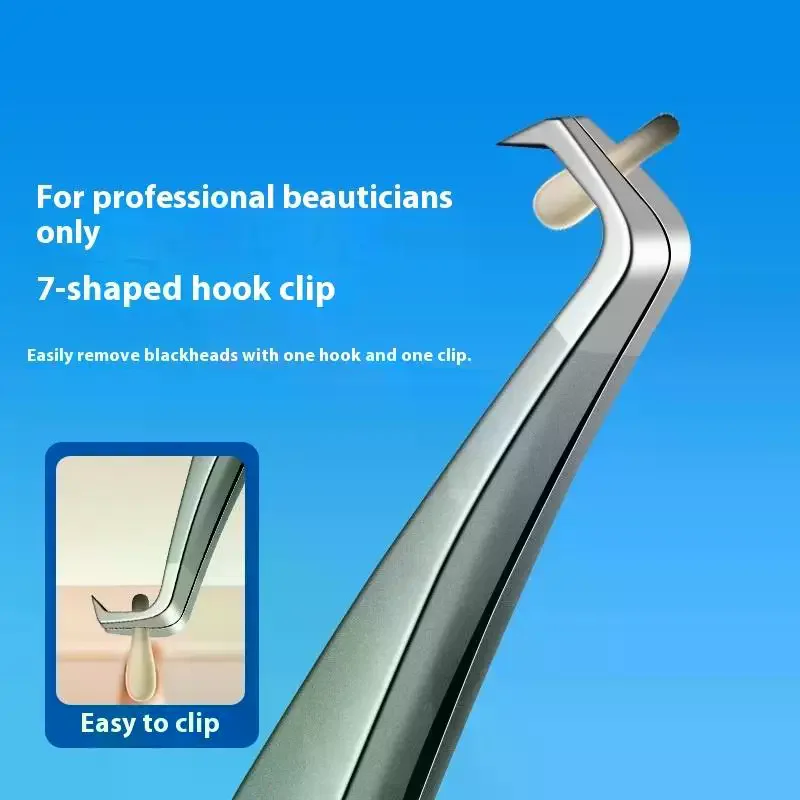 Acne Blackhead Tweezers 7-Shaped Hook Clip Facial Beauty Remove Acne Needle Tools For Skin Care