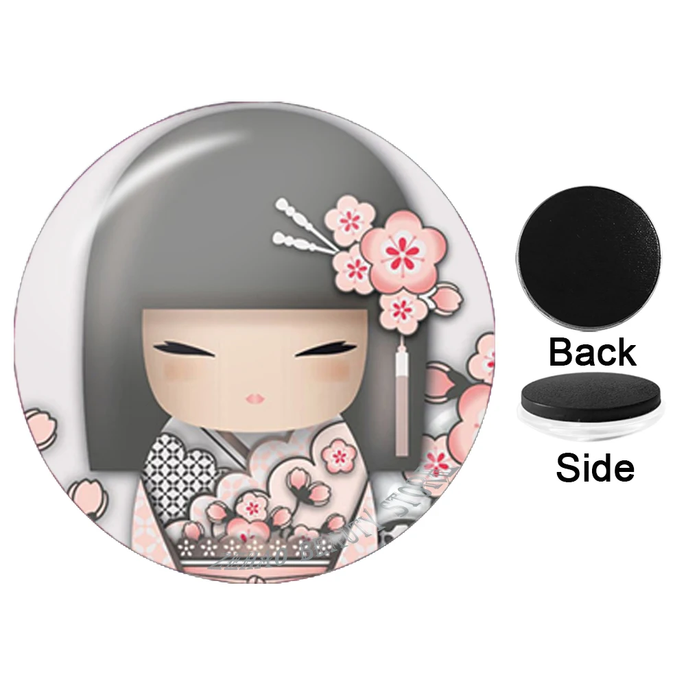 Japanese Cartoon Girl 25MM-50MM Glass Cabochon Refrigerator Magnet Refrigerator Decoration Office Whiteboard Magnet