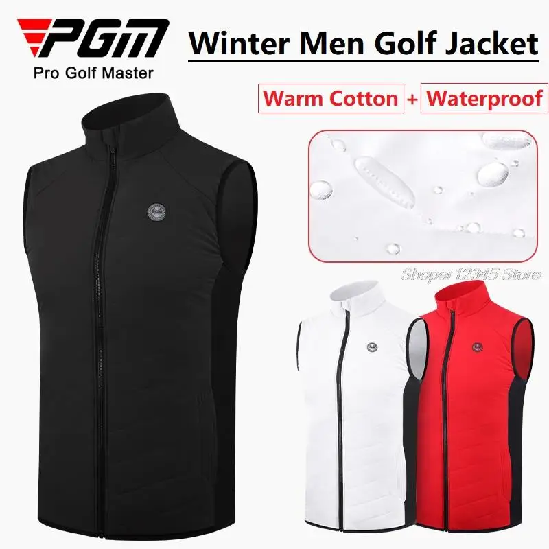 

2022 Winter Warm Zipper Golf Jacket Men'S Stand Collar Sleeveless Vest Male Waterproof Waistcoat Man Full Zipper Casual Coats