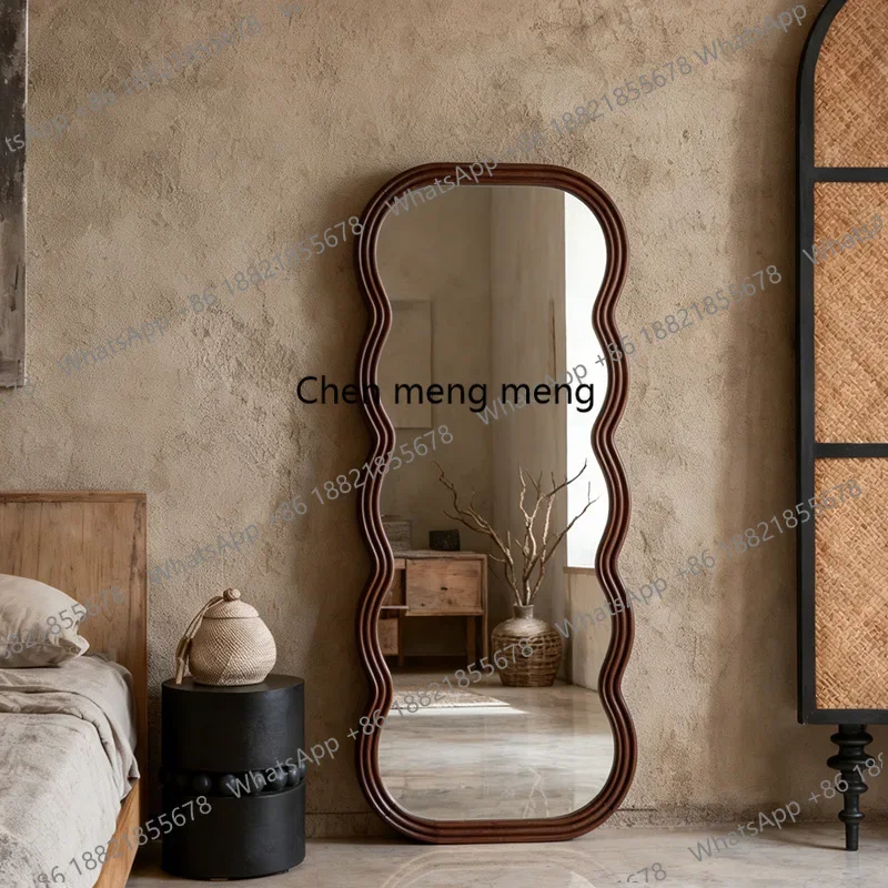 Nordic wave full body floor mirror irregular wall hanging art full-length mirror special-shaped art mirror