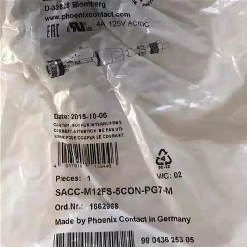 

4 шт. 5-жильный прямой разъем M12 SACC-M12FS-5CON-PG 7-M 1662968