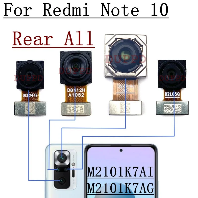 Full Set Rear Camera For Xiaomi Redmi Note 10 Pro Lite 10T 10S 4G 5G Back Ultrawide Macro Depth Camera Module Flex Repair Spare