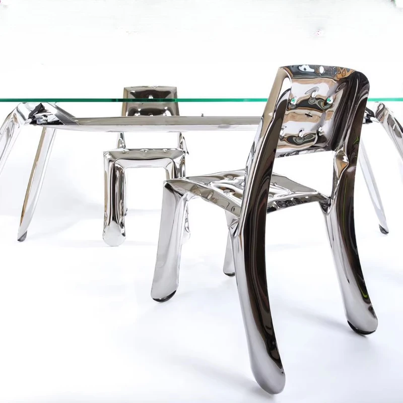 

Chair, stainless steel inflatable dining chair, metal art