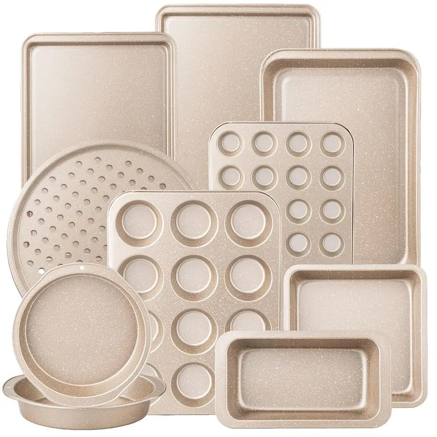 

Baking Pans Set, Bakeware Sets Nonstick, Baking Set for Oven Cooking, Stackable Carbon Steel Pans Include Cookie Sheets, Muffin