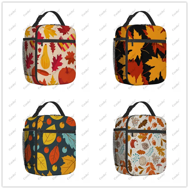 Autumn Leaves Fall Portable Aluminum Foil Thickened Insulated Insulated Lunch Bag Waterproof Insulated Lunch Tote Bag